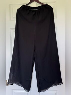 Alex Evenings Black Wide-Leg Chiffon Palazzo Pants